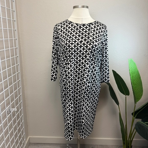 Michael Kors Black & White Geometric Dress - Size 2X - Picture 2 of 4